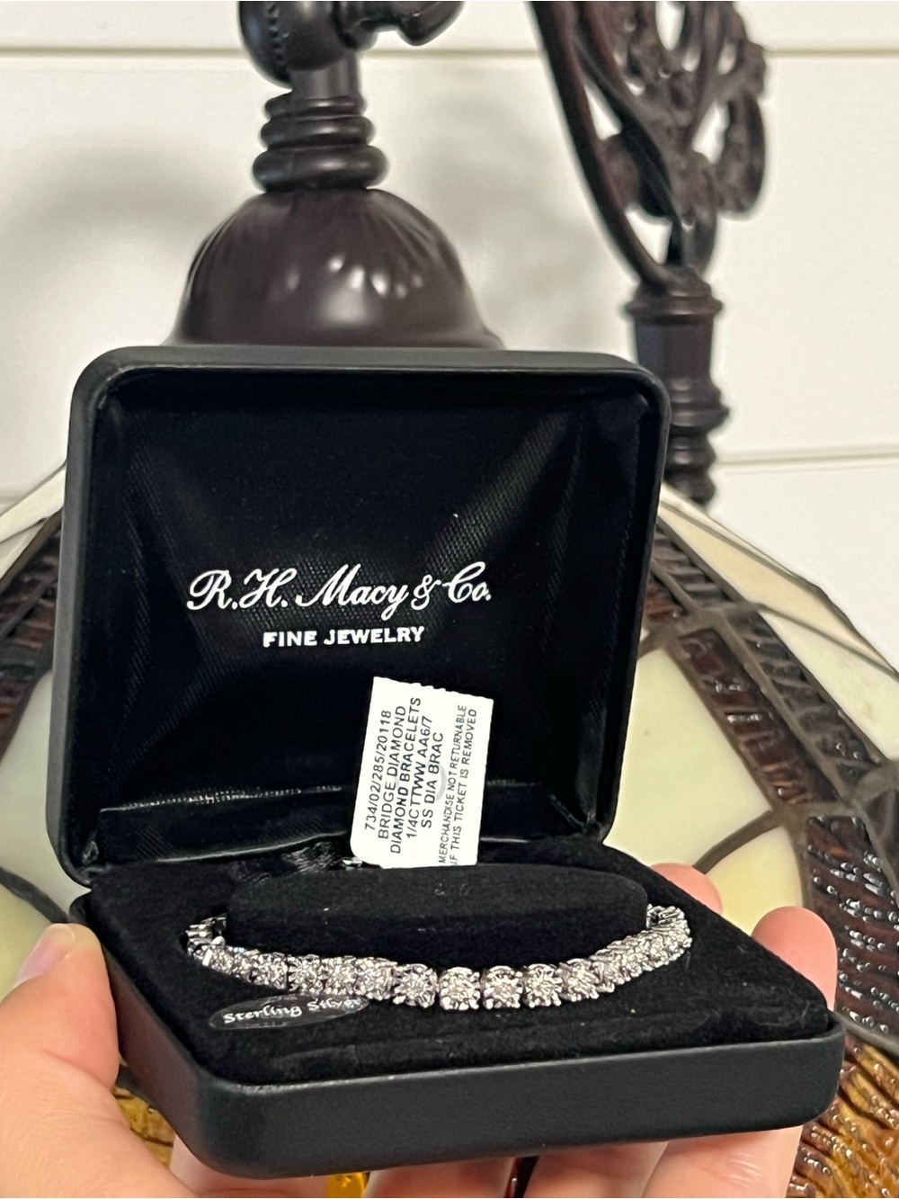 New! NWT R.H. Macy & Co. 1/4 ct. t.w. Diamond Bridge Bracelet 925